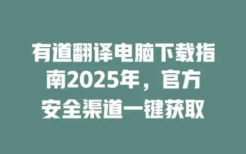 有道翻译电脑下载指南2025年,官方安全渠道一键获取 一