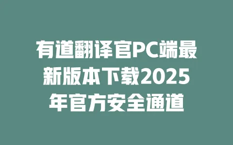 有道翻译官PC端最新版本下载2025年官方安全通道 一