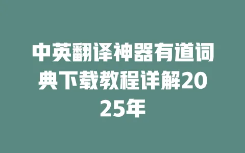 中英翻译神器有道词典下载教程详解2025年 一